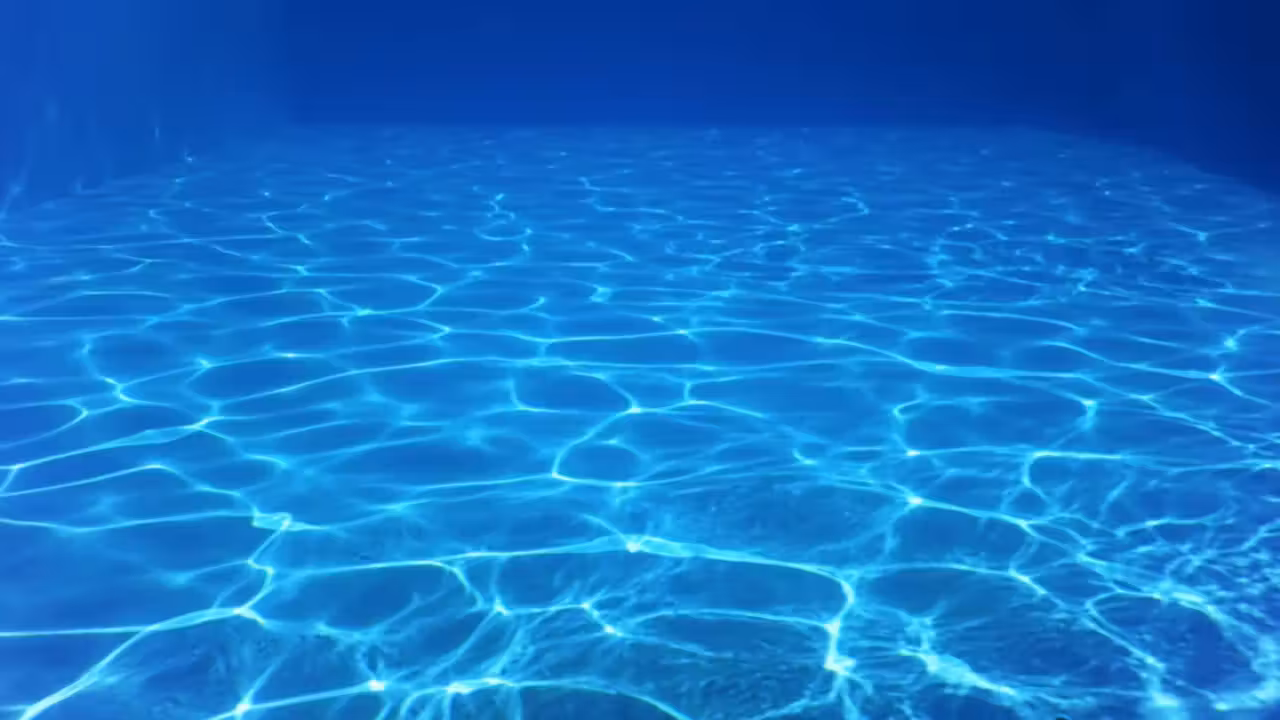 Piscine tubulaire rectangulaire installée sur une pelouse plane avec terrasse et végétation en arrière-plan